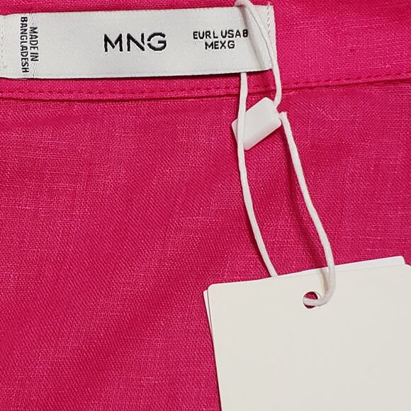 NWT Mango MNG Linen Blend Wrap Maxi Dress Hot Pink Sz 8 Coastal Vacay Casual - Picture 6 of 14